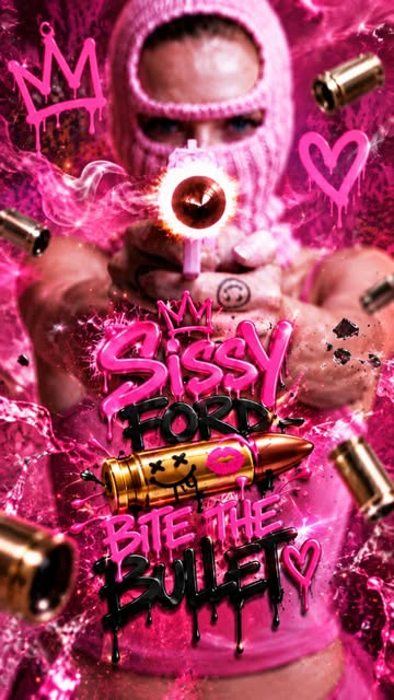 Sissy Ford @sissyford_ “Bite The Bullet” 💗🖤 Pretty doesn’t always mean safe. Pink masks. Cold confidence. Bite The...