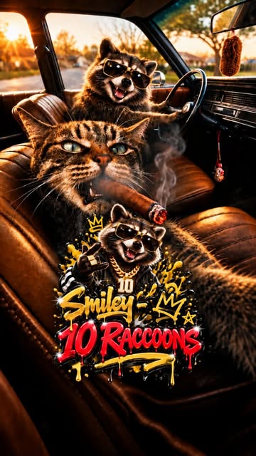 Smiley @smiley61st “10 Raccoons” 🦝🔥 Chaos never looked this fun. 10 Raccoons. Corner store madness. Chains swinging...