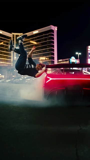 Max Stackwell 🏎️💨 Las Vegas Strip 🎰🔥 Bro saw a Lamborghini doing donuts and decided HE was the stunt double. 😭💀...