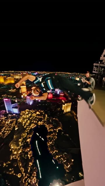 Las Vegas 🎰🪂 Sterling Stache Sterling said he was taking the stairs... THEN JUMPED OFF THE SKYSCRAPER. 😭💀 One roo...