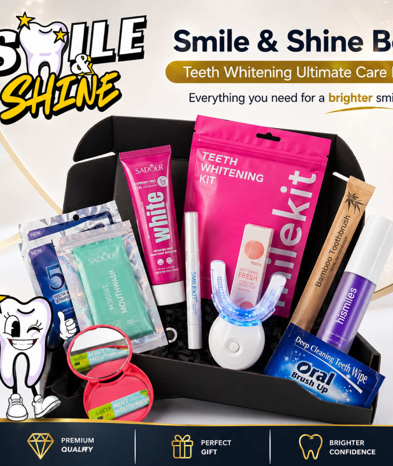 Smile brighter with the cutest self-care essentials ✨ Your glow-up starts with Smile & Shine 💕 #SmileAndShine #Beaut...