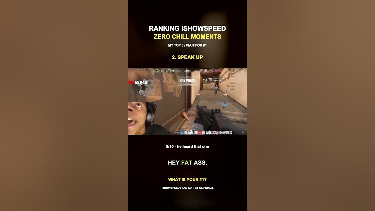 Ranking Speed's Zero Chill Moments #Shorts Three IShowSpeed moments, ranked by ClipKingz. Which one takes your #1 spo...