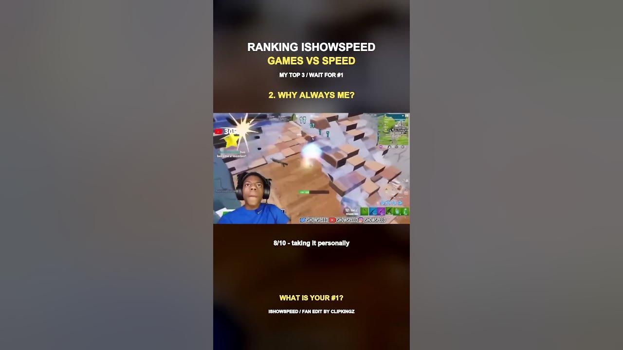 Ranking Speed's Gaming Meltdowns - Which Is #1? #Shorts Three IShowSpeed moments, ranked by ClipKingz. Which one take...