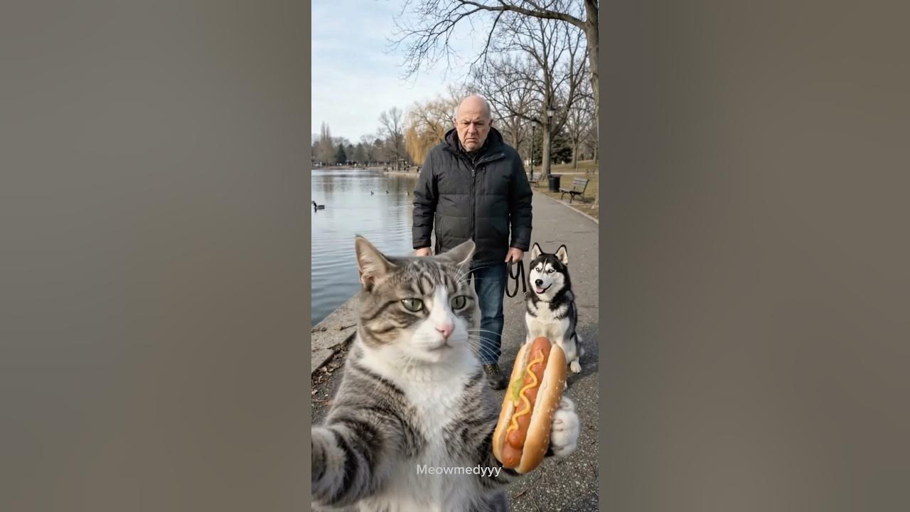 The man AND his dog were not ready for what happened next. 😂 #FunnyCats #ai #FunnyAnimals #throw #CatComedy #dog #Sh...
