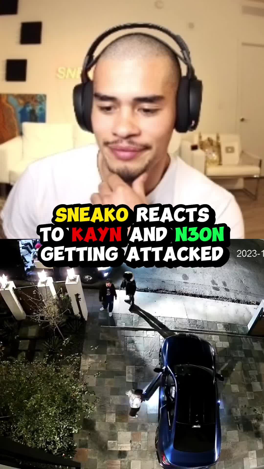 Sneako reacts to securtiy footage of N3on amd Kayn getting ran up on #sneako #sneakoclips #neon #kayn #n3on #n3onclip...