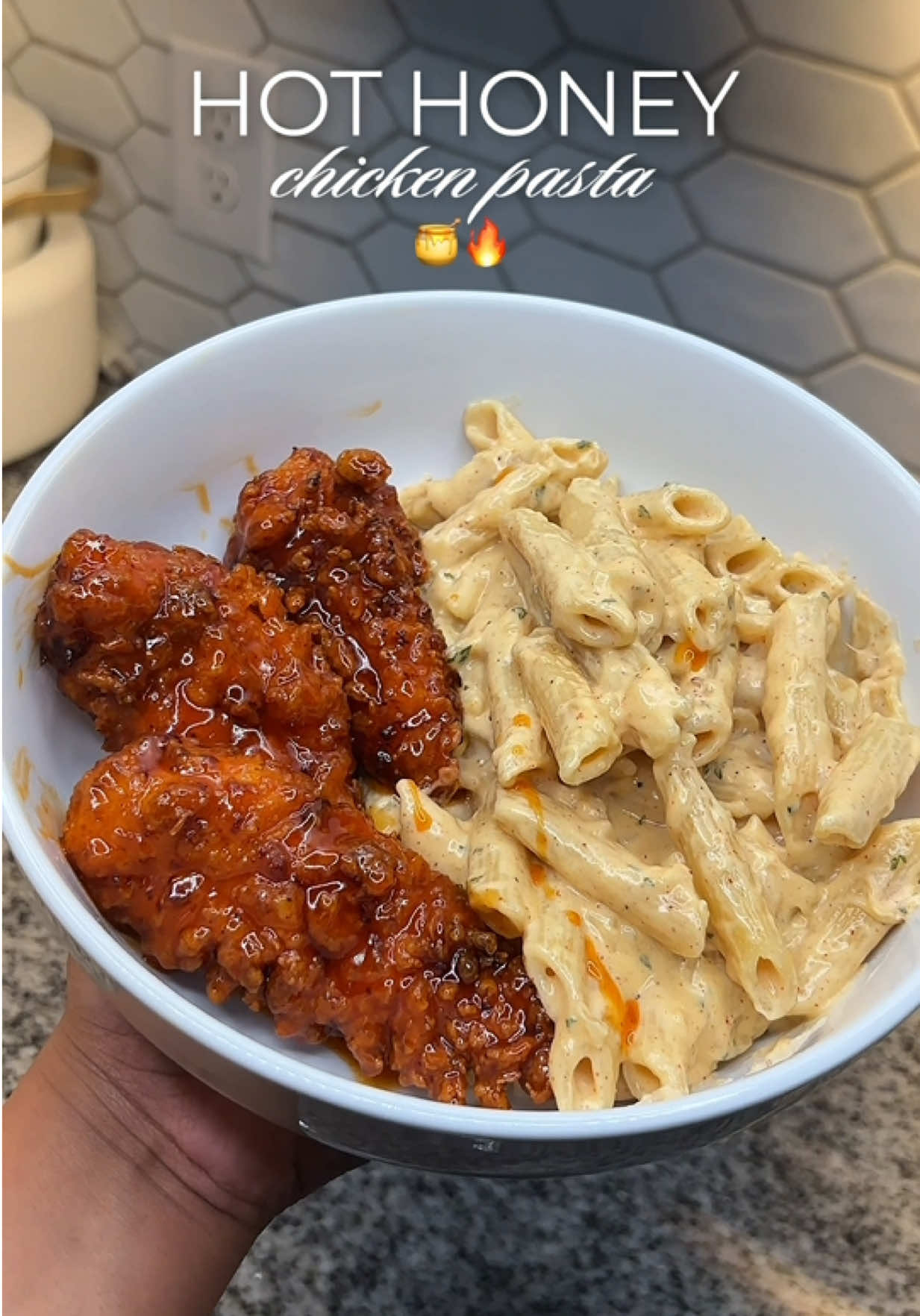 Hot Honey Chicken Pasta 🍯🔥 the viral recipe with over 60+ million views, 20/10 hits every time! Recipe: Chicken Ten...
