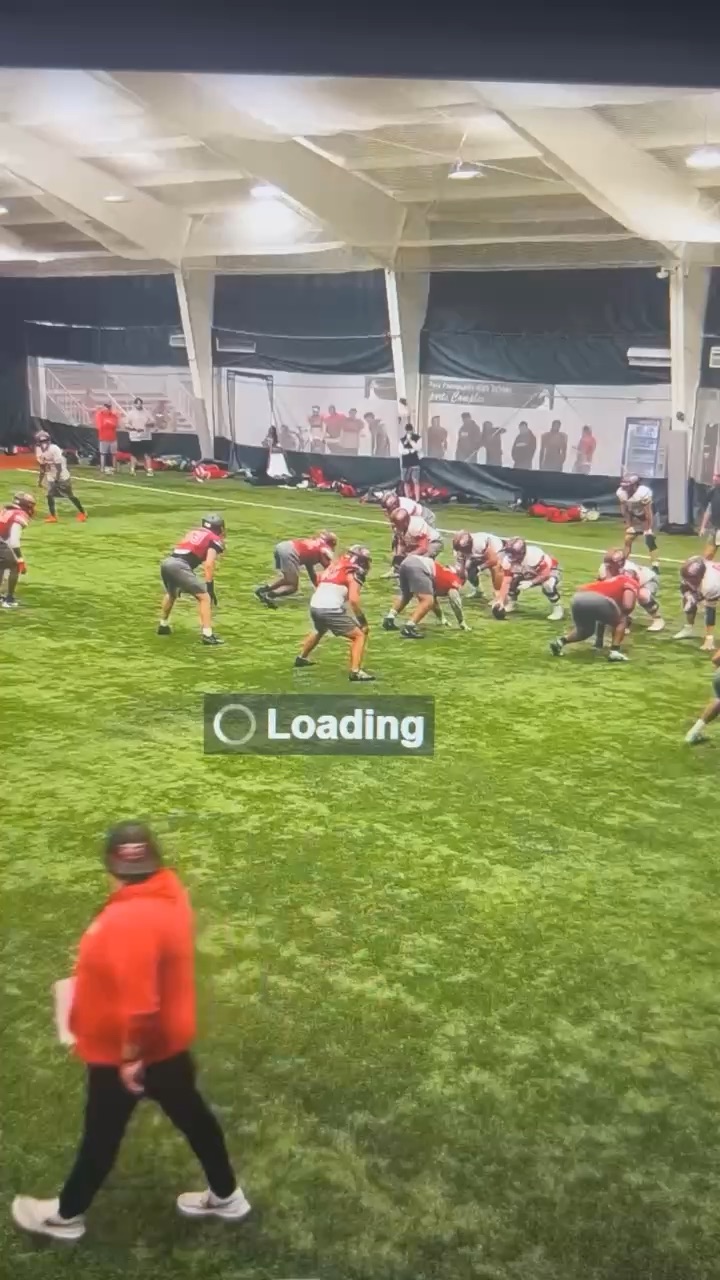Making a play during practice