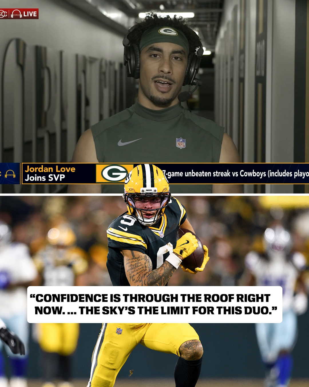 Jordan Love joins Scott Van Pelt and gives praise to his receivers Christian Watson and Matthew Golden 🙌 #espn #nfl...
