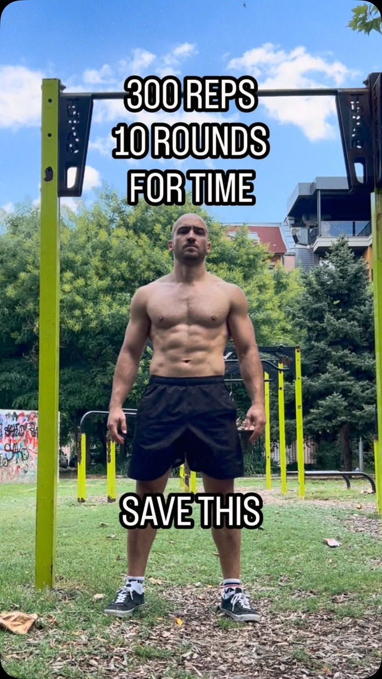 300 REPS / 10 ROUNDS / SAVE THIS 10 rounds for time: 🔥 5 Pull-Ups 🔥 10 Push-Ups 🔥 15 Air Squats Drop your time in...