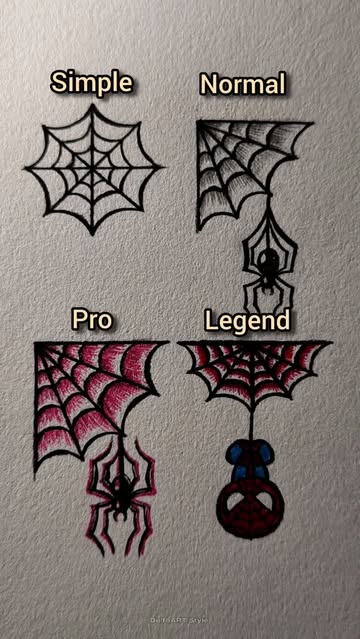 4 ways to draw Spider🕷 #howtodraw #drawing #sketch #art #spiderman