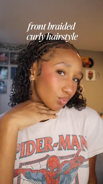 I’m obsessed with these braids ☺️ Front braided curly hairstyle 🤍 #explorepage #curlyhairstyles