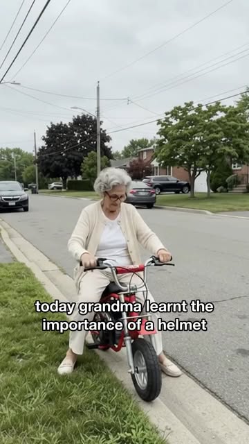 she said she's fine 😭 tag someone whose grandma would do this #grandma #fail #wipeout #minibike #funnyvideos