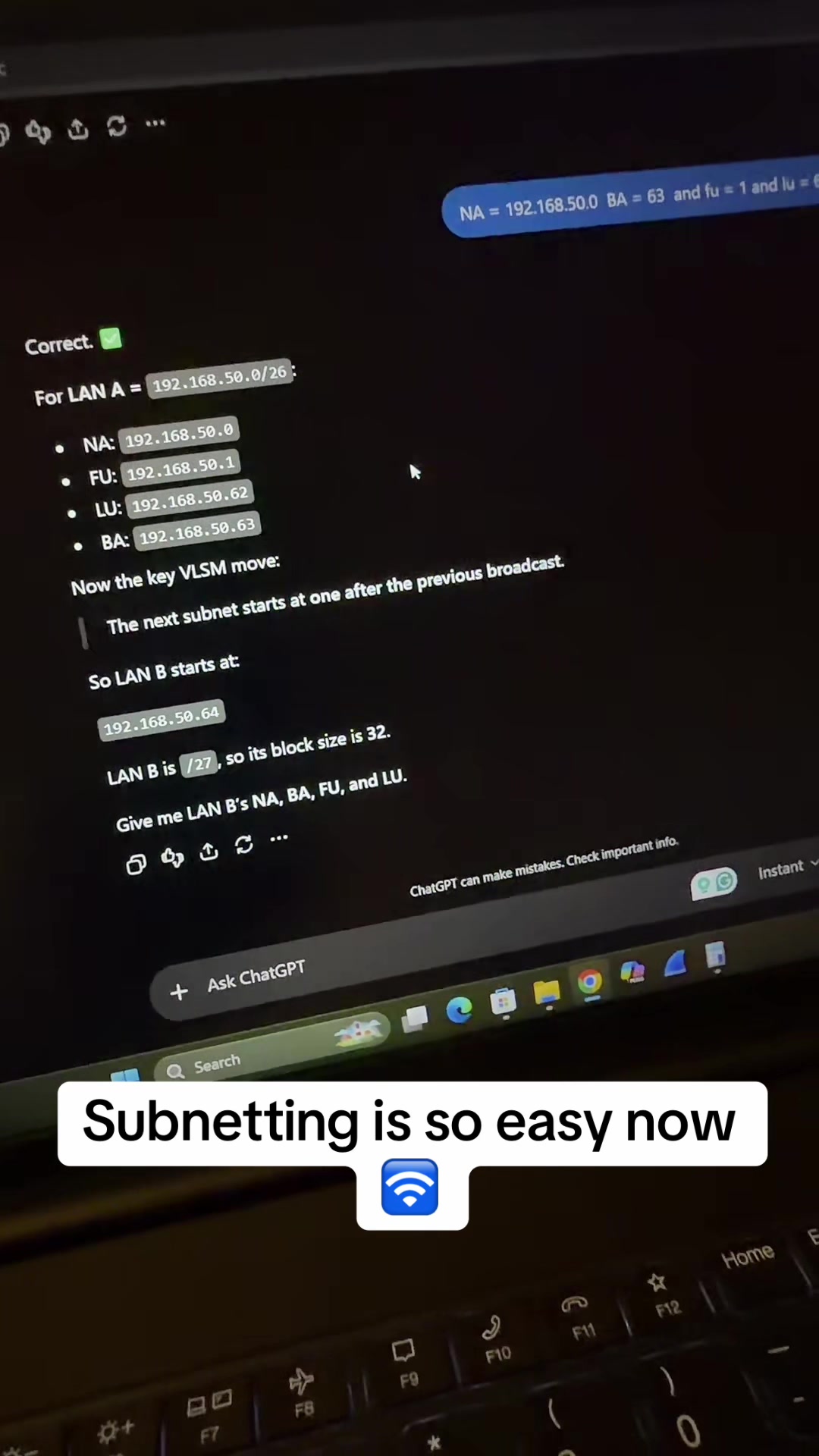subnetting is easy 🛜 #fypシ #techtok #IT #subnetting #ccna