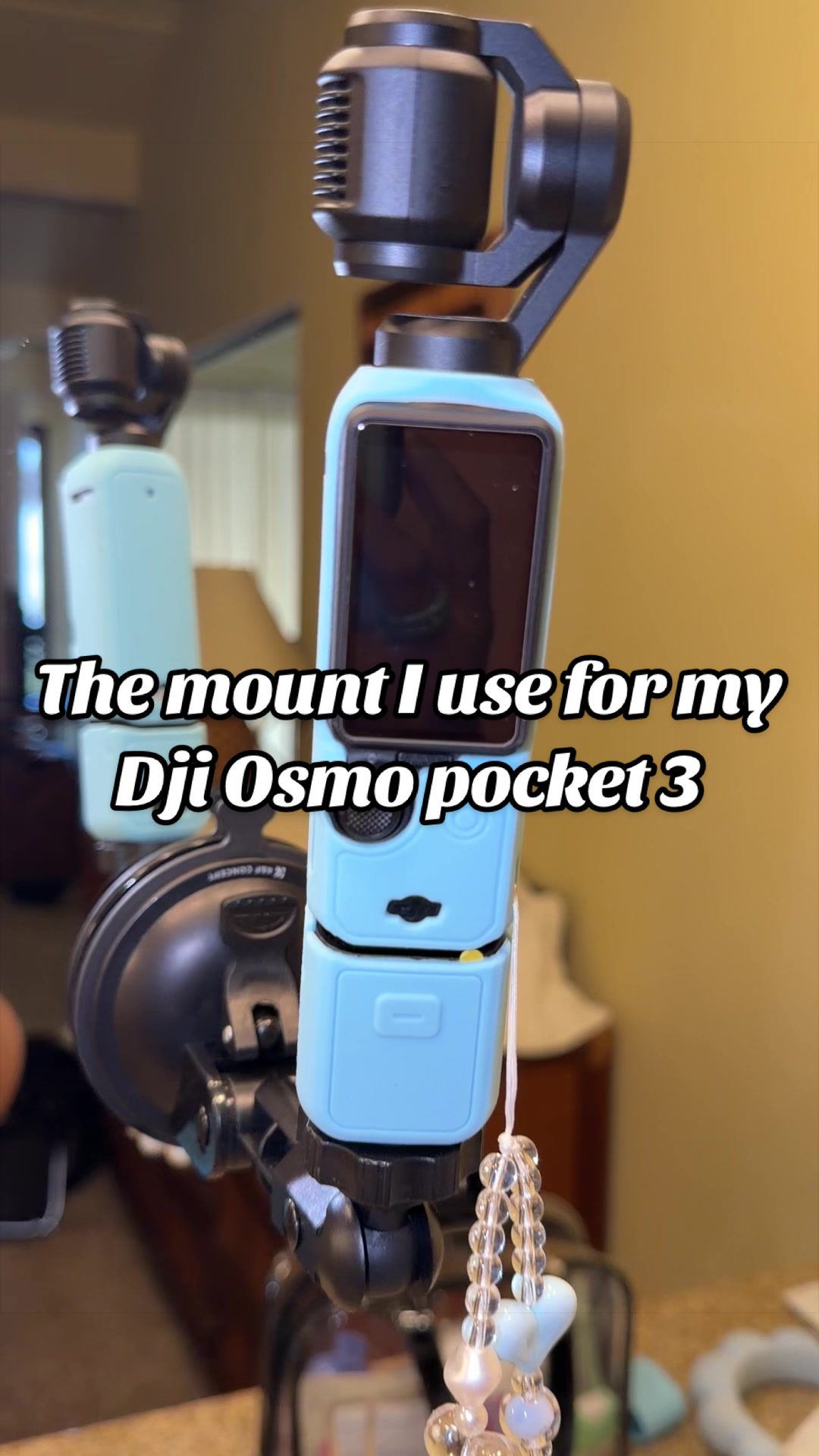 I love using this to hold my #djiosmopocket3 it keeps it secured on the mirror📸 #suctioncupmount #djiosmoaccessories...
