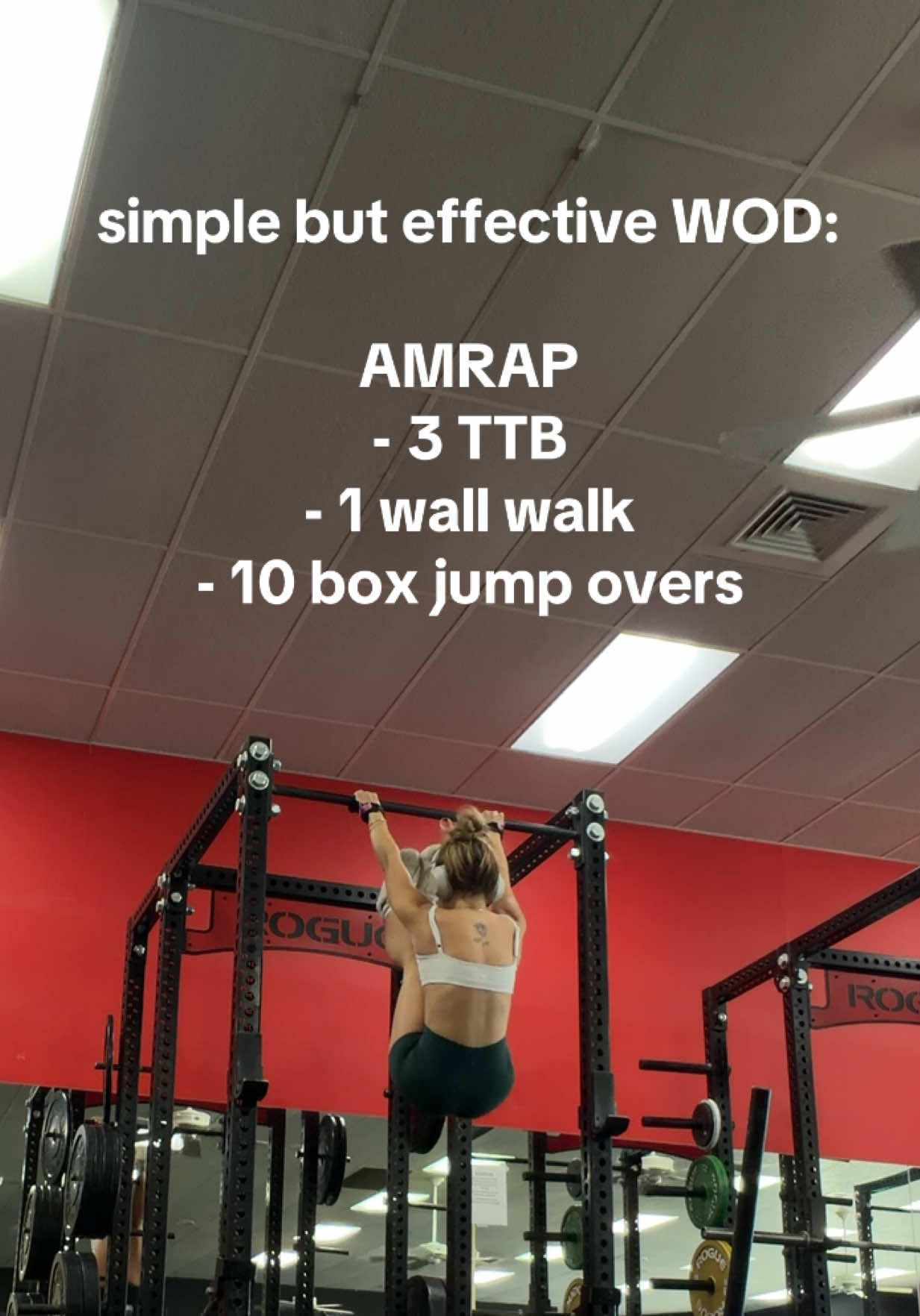 AMRAP: 3 Toes To Bar 1 Wall Walk 10 Box Jump Overs Thank me later #wod #workout #crossfit #exercise #gym