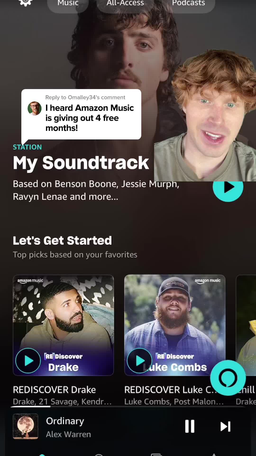 Just found out Prime members get 4 months of Amazon Music Unlimited FREE Enjoy over 100 million songs, ad-free podcas...
