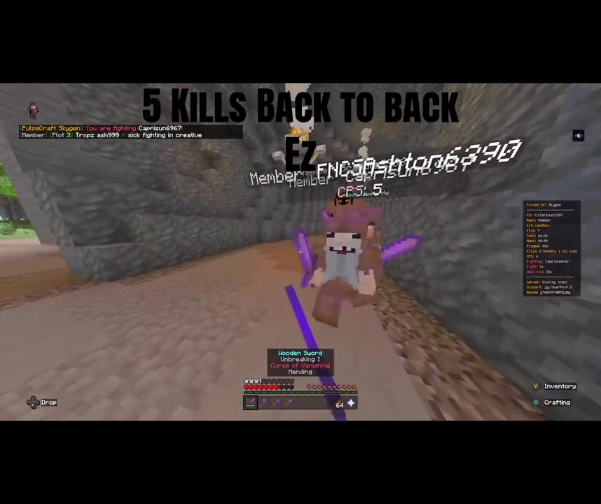 5 back to back kills #minecraft #pvp #killstreak