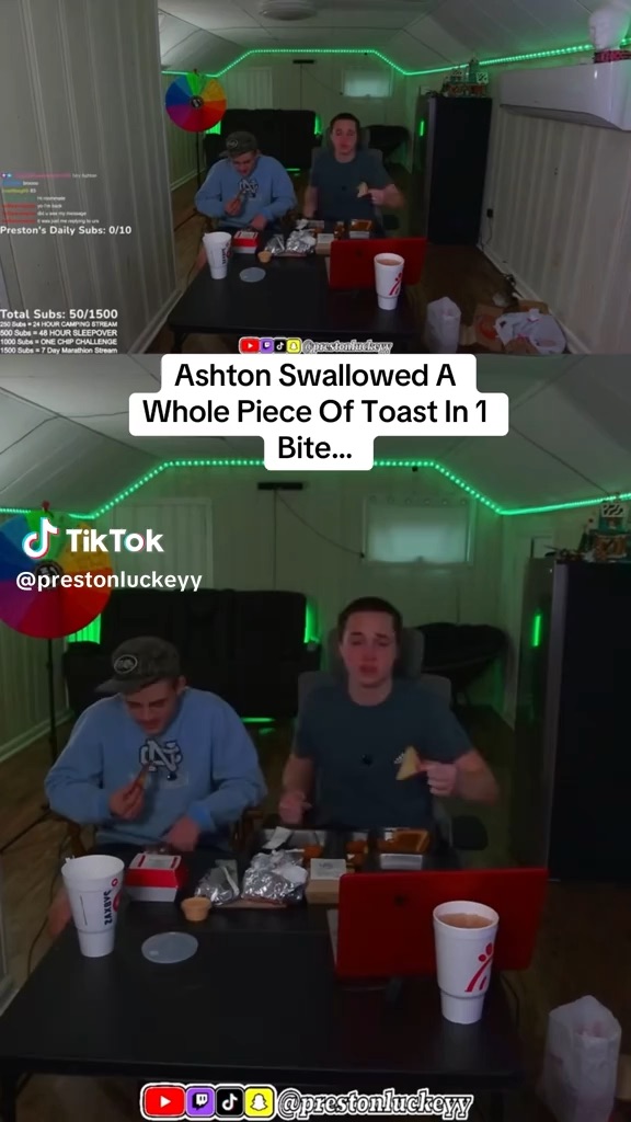Mukbang swallowing the whole bread