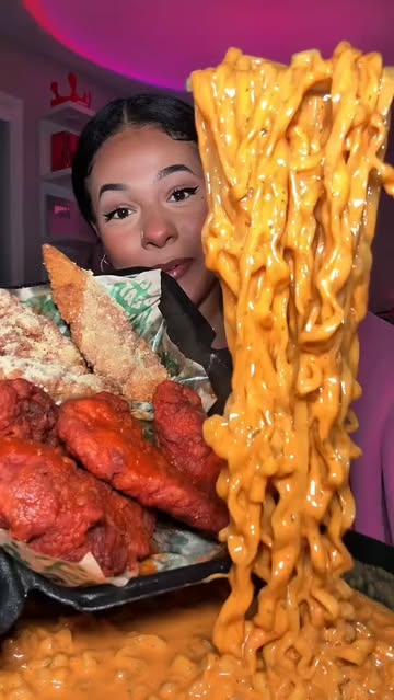Buldak with wingstop mukbang ! 🥢🍜🍗 cr: aaronmyarbrough on Tiktok #asmr #tiktok #newcollection #mukbang #satisfying...