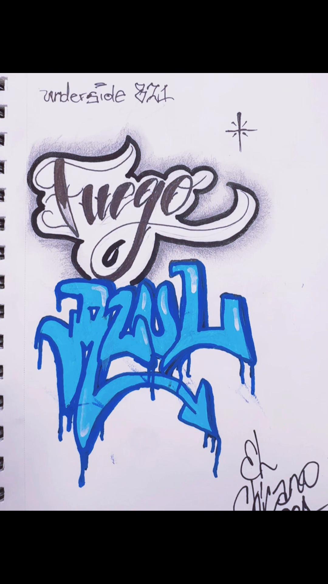 Fuego azul 🔥🔵 @Under Side 821 #fuegoazul #underside821 #graffitiforyou #graffiti #dibujo