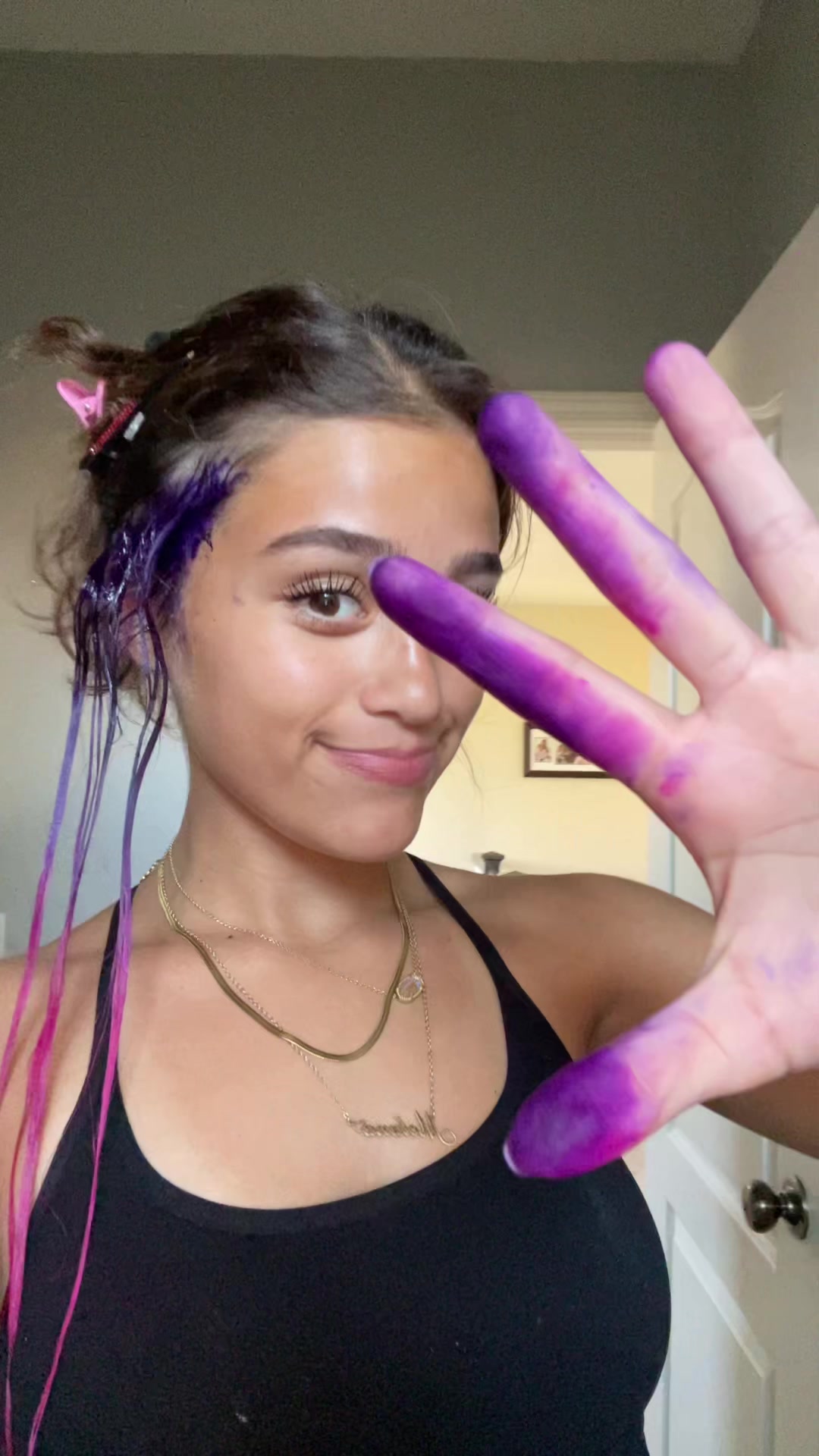 didn’t use gloves AS much #hairdye #purple #pink #viral #fyp