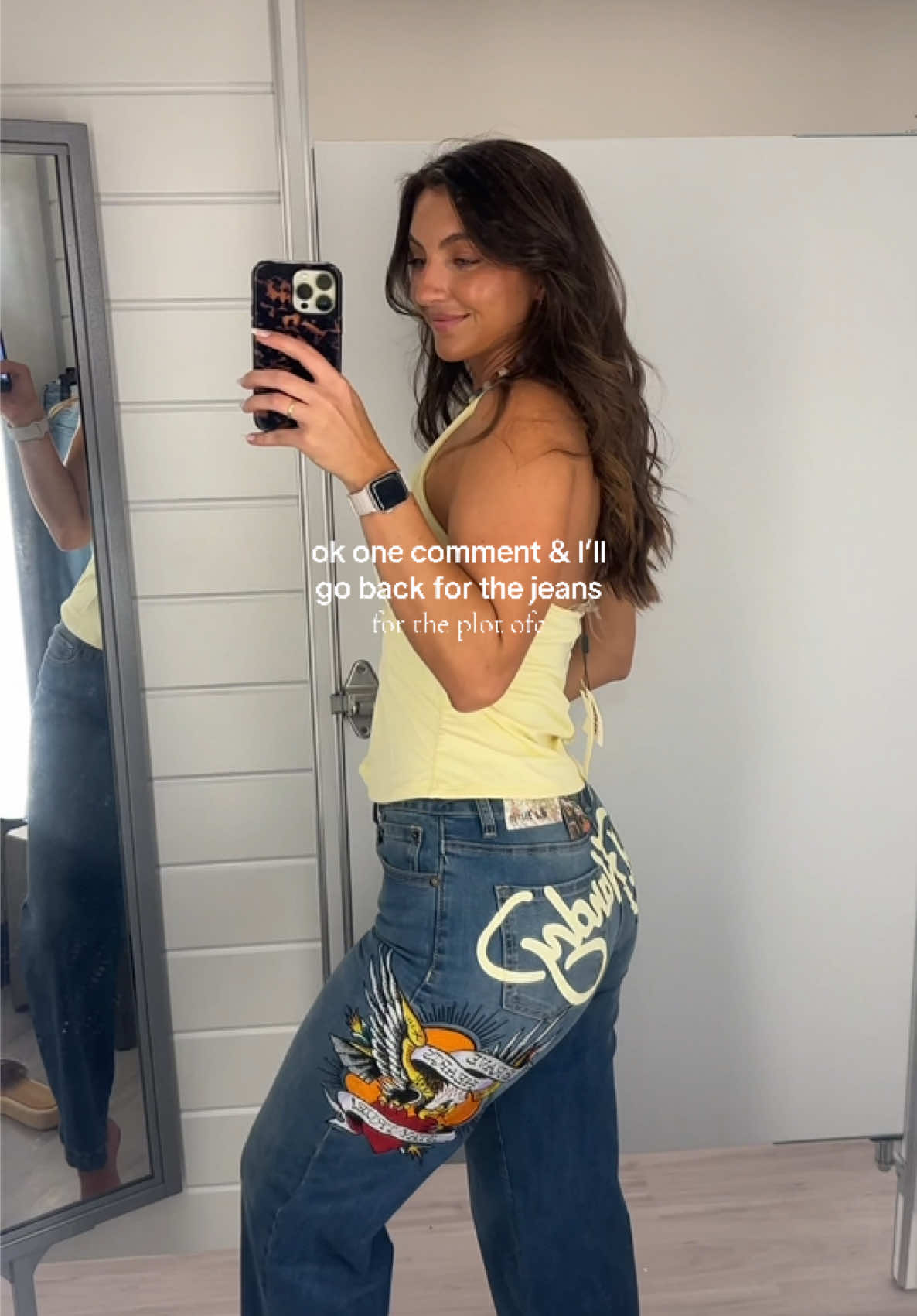 & they literally fit like a glove, is it giving cool girl or middle school?? #edhardey #jeans #tjmaxx #tjmaxxfinds #h...