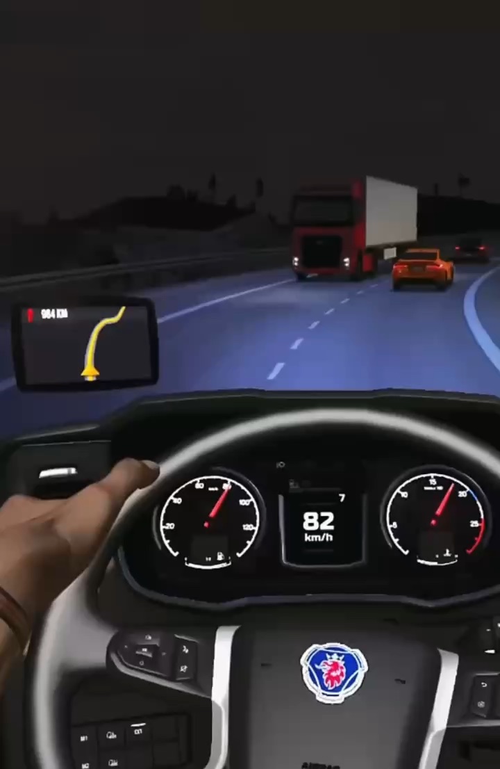 cruising down the street at night