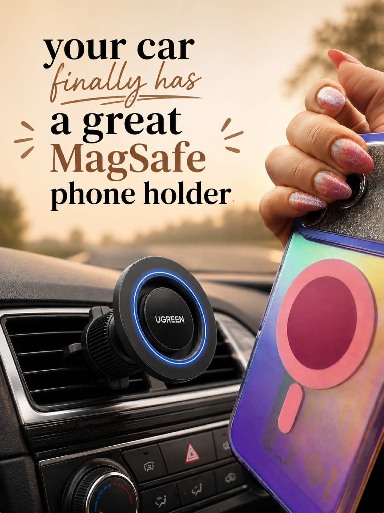 car phone holder for iPhone hands free phone mount car interior accessories phone holder for navigation UGREEN car ph...