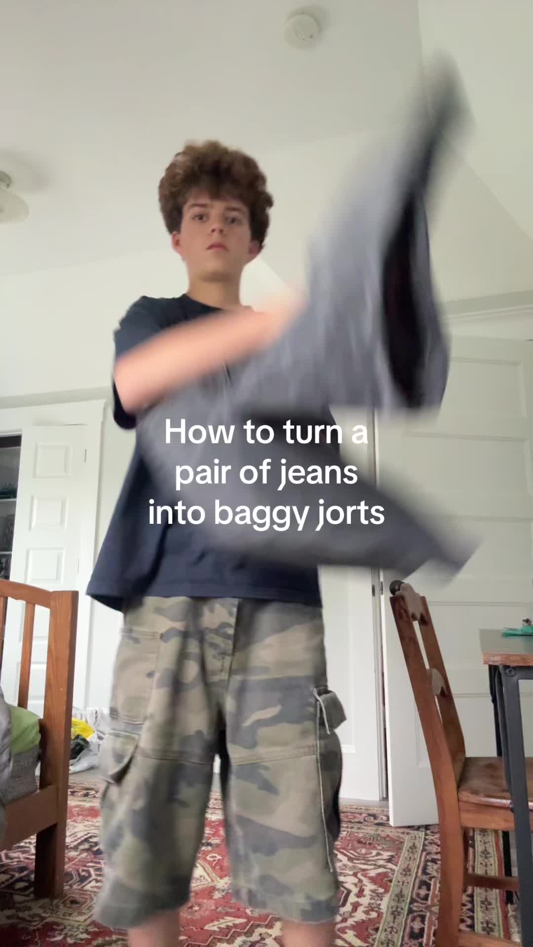 How to make Baggy Jorts out of old jeans #diy #jorts #goviral #fyp #blowup