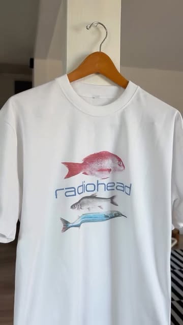 Radiohead weird fishes Tee. Available in baby tees and mens tees on Depop!! 🤝🐠 link in bio! your support means a lo...