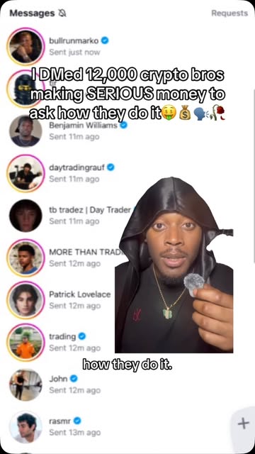 I DMed 12,000 crypto bros and BEGGED them for trading secrets to become RICH🤑💔🥀 #crypto #memecoin #sidehustle #tra...