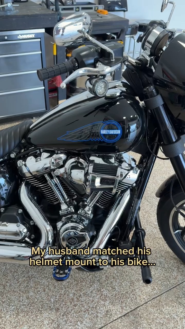 My husband matched his helmet holder to his bike