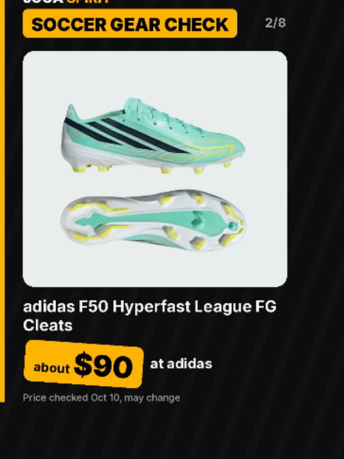 Soccer gear check ⚽ cleats, balls, shin guards, GK gloves from adidas, Nike, PUMA. Link in bio 🛒 #ad #jogaspirit #so...