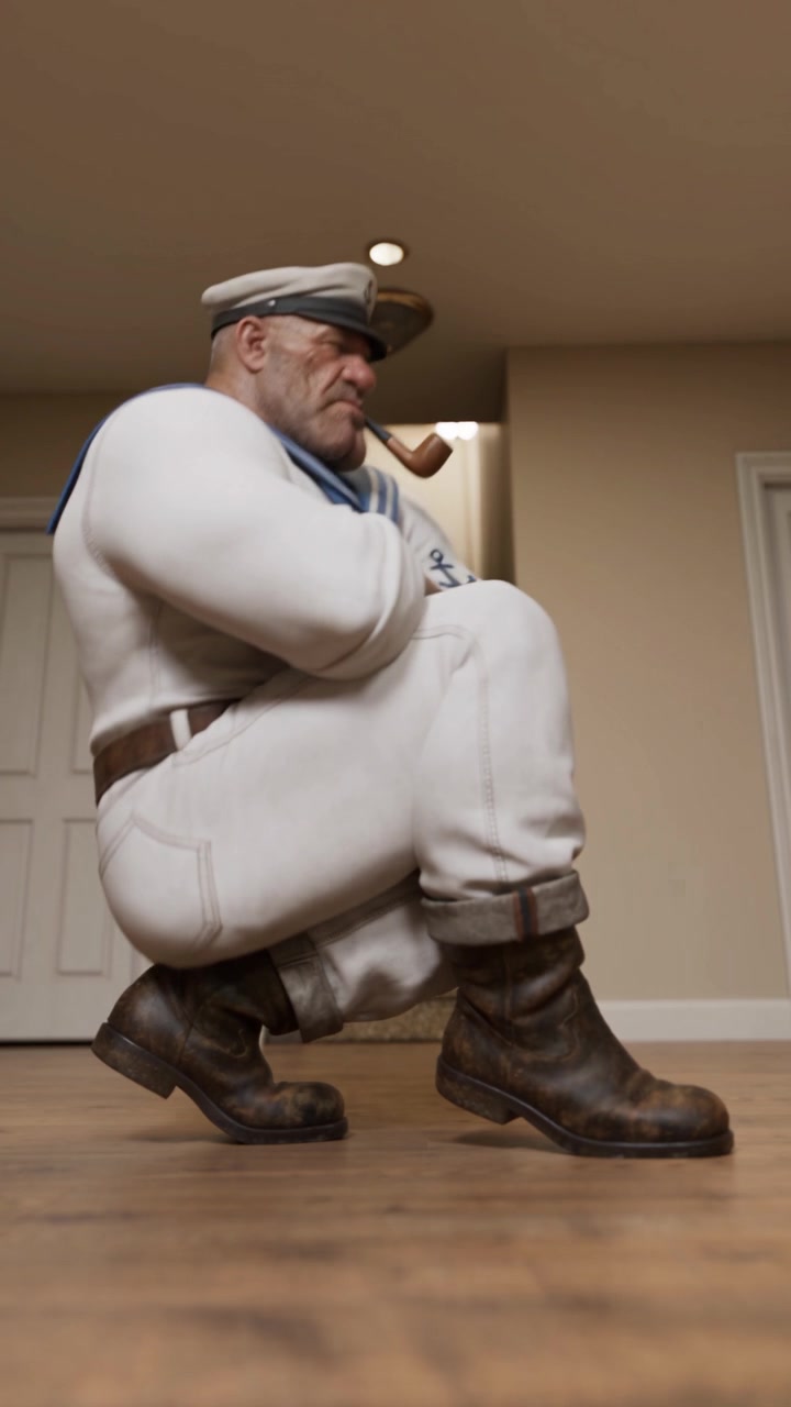 Popeye después de comerse 10 latas de espinacas... ⚓️🥬😂 ¡Menuda flexibilidad! Recreé este vídeo viral usando @higgs...