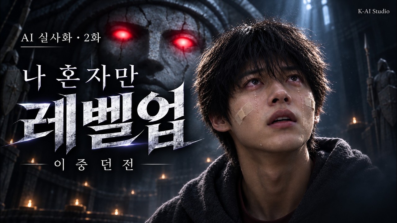 나 혼자만 레벨업 AI 실사화 2화 | 이중 던전 (비공식 팬메이드) 나 혼자만 레벨업 AI 실사화 2화 — 이중 던전 D급 던전 레이드를 끝낸 공격대 앞에 숨겨진 두 번째 입구가 열린다. 거대한 석상들이 지키...