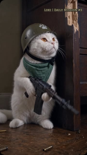 Lights out. Curtains down. 😼 #FunnyCats #CatSoldier #DailyMission