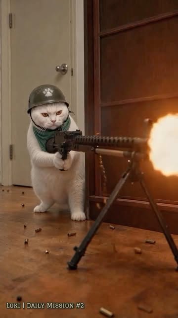 Loki’s Daily Mission #2 🪖🐾 Who won this round—Loki or the tabby? 👀👇 #FunnyCats #CatSoldier #DailyMission #catvideos