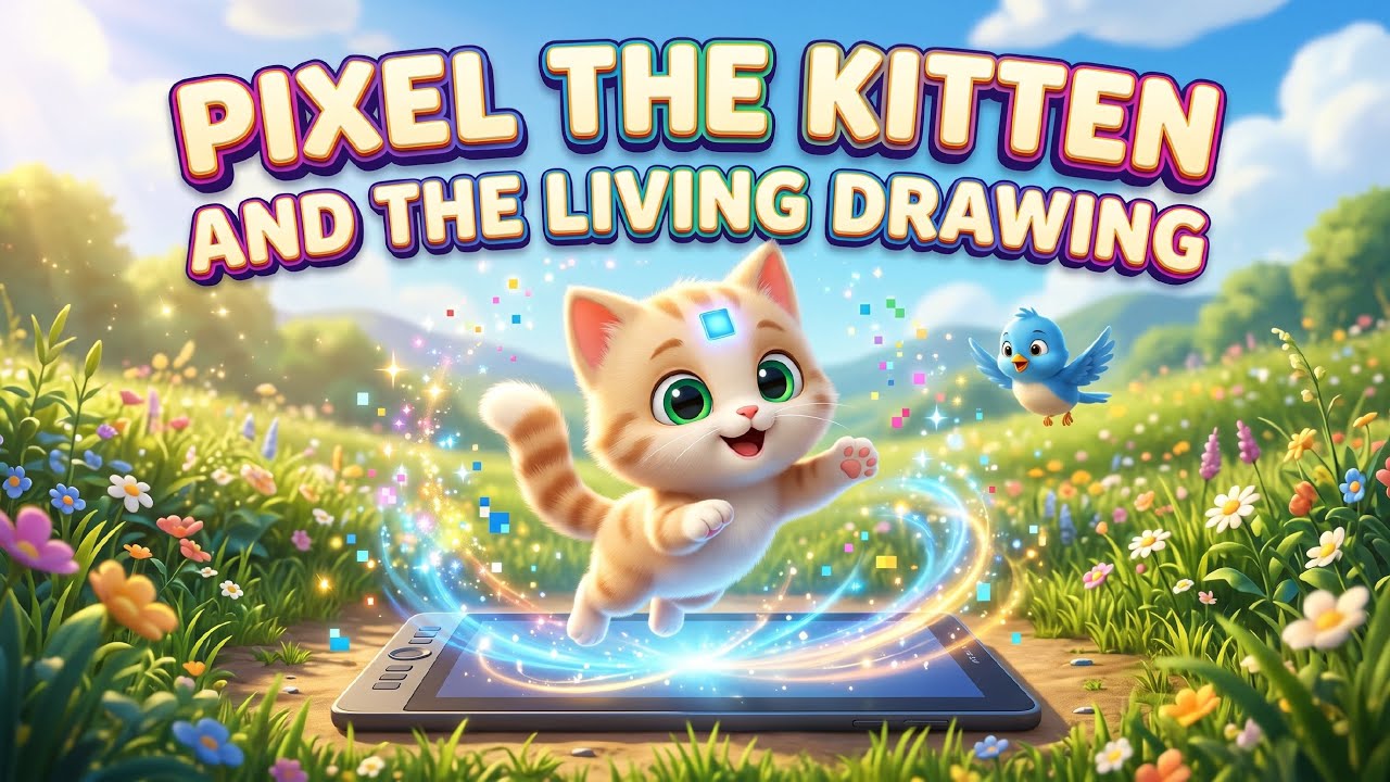 Pixel the Kitten and the Living Drawing | A Magical Adventure for Kids Join Pixel, a magical cream-and-orange kitten,...