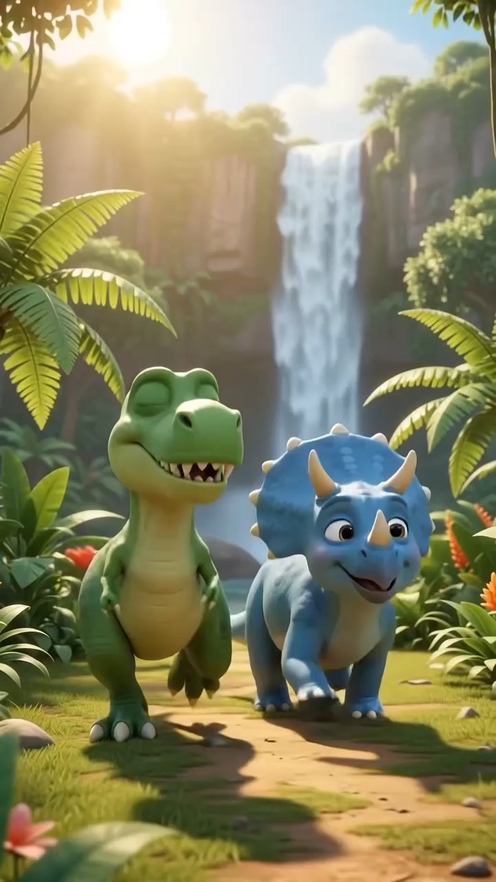 Little dinosaurs racing to a berry bush let’s see who will get first 😍