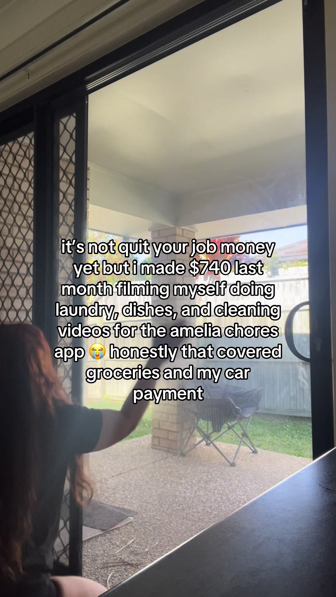 Feeling pretty chuffed! ✨ My side hustle filming chores for the Amelia Chores app brought in $740 last month. It migh...