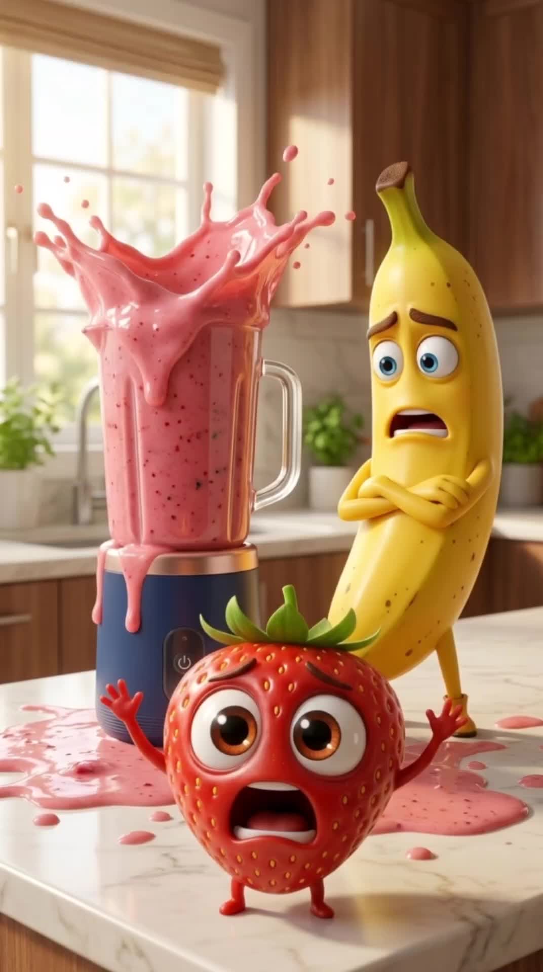 🍓🍌 ¡EL AMOR SE LICÚA… Y EL CHISME TAMBIÉN! 😱💔🥤 🚨 En FRUTINOVELAS nadie se salva del drama… ¡ni siquiera el desa...