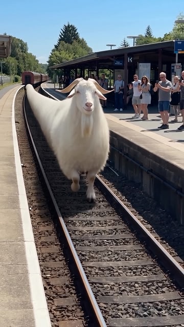 POV: Your train got replaced by the WORLD’S LONGEST GOAT. 😭🐐🚆 Imagine waiting at the railway station when this rid...