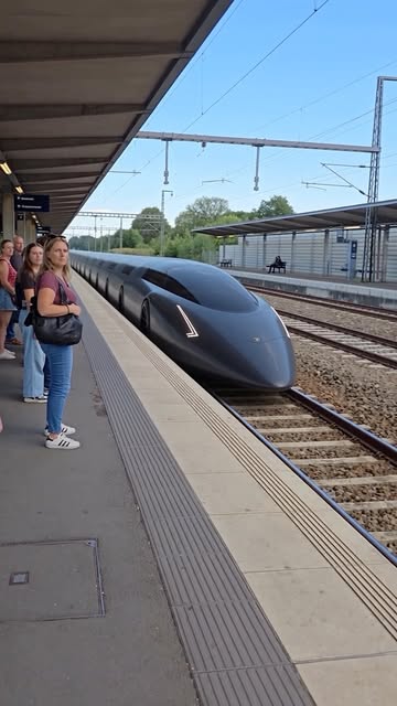 POV: Your train got replaced by the WORLD’S LONGEST LAMBORGHINI. 😭🏎️🚆 Imagine waiting at the railway station when...