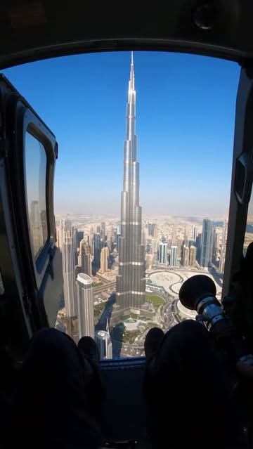 POV: I started a window cleaning service for Burj Khalifa in Dubai. 😭🚁💦 No ladders, no problem. We’re pulling up i...