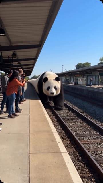 POV: Your train got replaced by the WORLD’S LONGEST PANDA. 😭🐼🚆 Imagine waiting at the railway station when this ri...