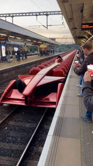 POV: Your train got replaced by the WORLD’S LONGEST FORMULA 1 CAR. 😭🏎️🚆 Imagine waiting at the railway station whe...