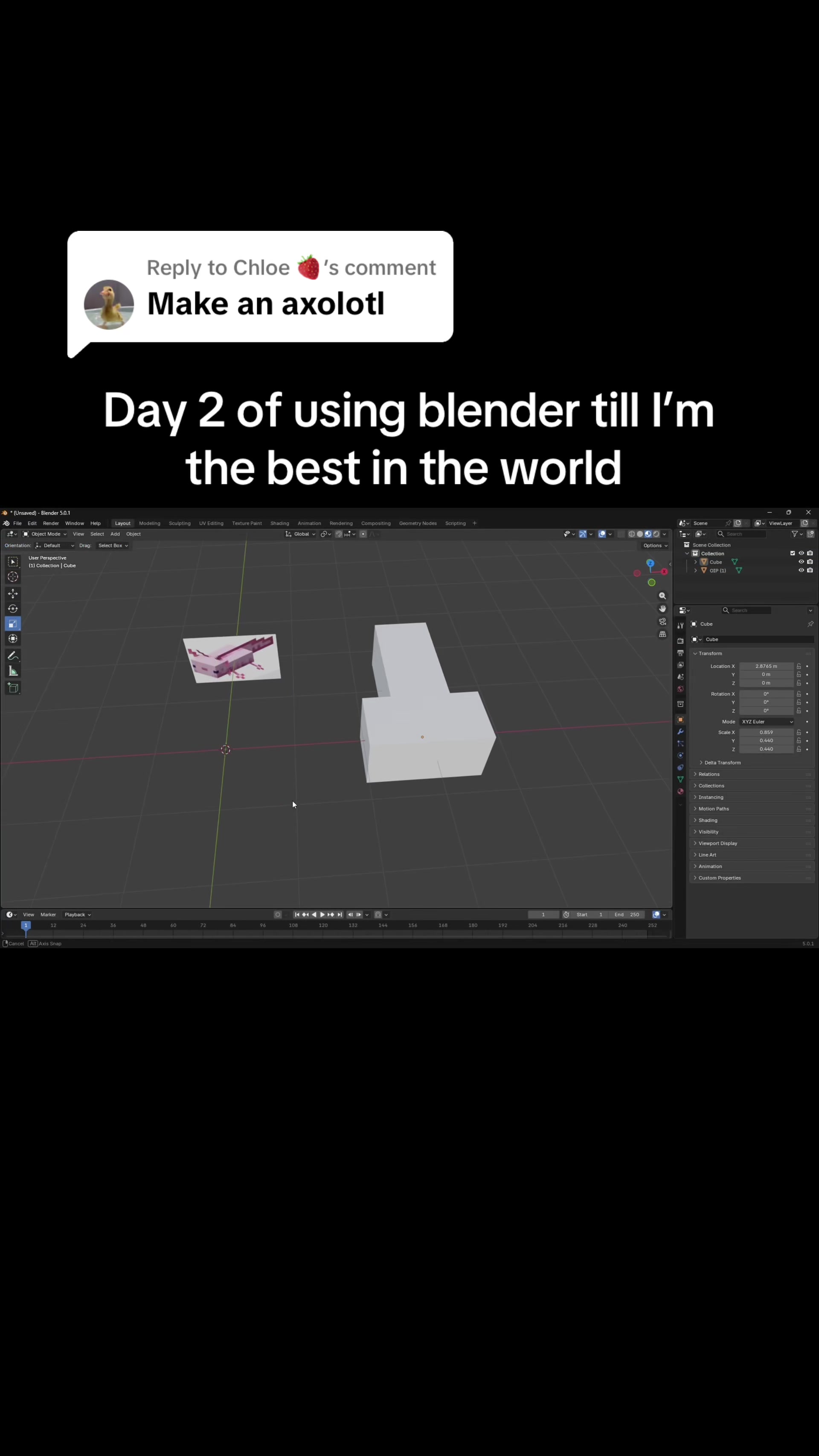 Replying to @Chloe 🍓 simple Axolotl, let me know what I should make next #fyp #blender #tiktok #foryoupage #viral
