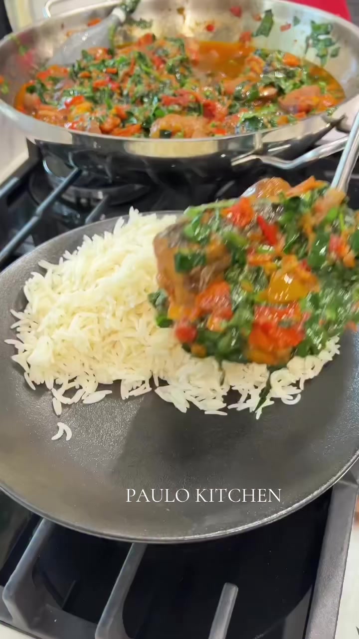 Delicious vegetable sauce,and white rice @PAULO KITCHEN