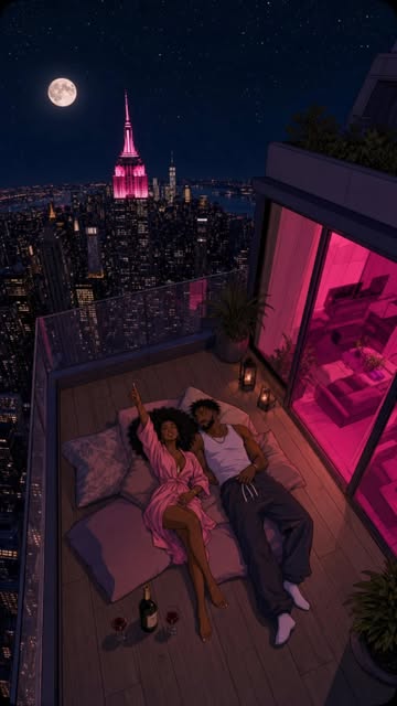 Stars🏙️💜 @sonder #lofiasthetic #cartoon #purpleaesthetic #2danimations #afrohair