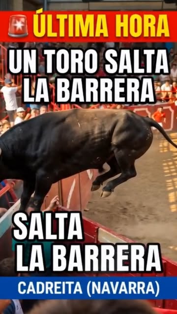 🚨 Momentos de tensión en las fiestas de Cadreita (Navarra): un toro salta la barrera y desata el pánico entre el púb...